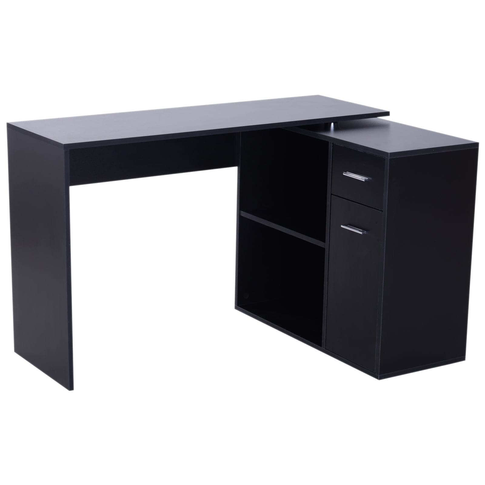 360 Rotating Home Office Corner Desk Storage Shelf Cabinet Black