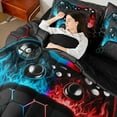 thumbnail image 4 of Castle Fairy Video Game 7 Pieces Bedding Comforter Set for Teens,Gradient Honeycomb Full Bedding Set Lightweight,Blue Red Fitted Sheet Flat Sheet,Breathable Home Decor, 4 of 8
