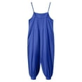thumbnail image 5 of Zanarzt Toddler Girl Jumpsuit Summer Girls Casual Jumpsuits Spaghetti Strap Sleeveless Loose Romper Long Pants with Pockets Kids Clothes Blue,1-2 Years, 5 of 9