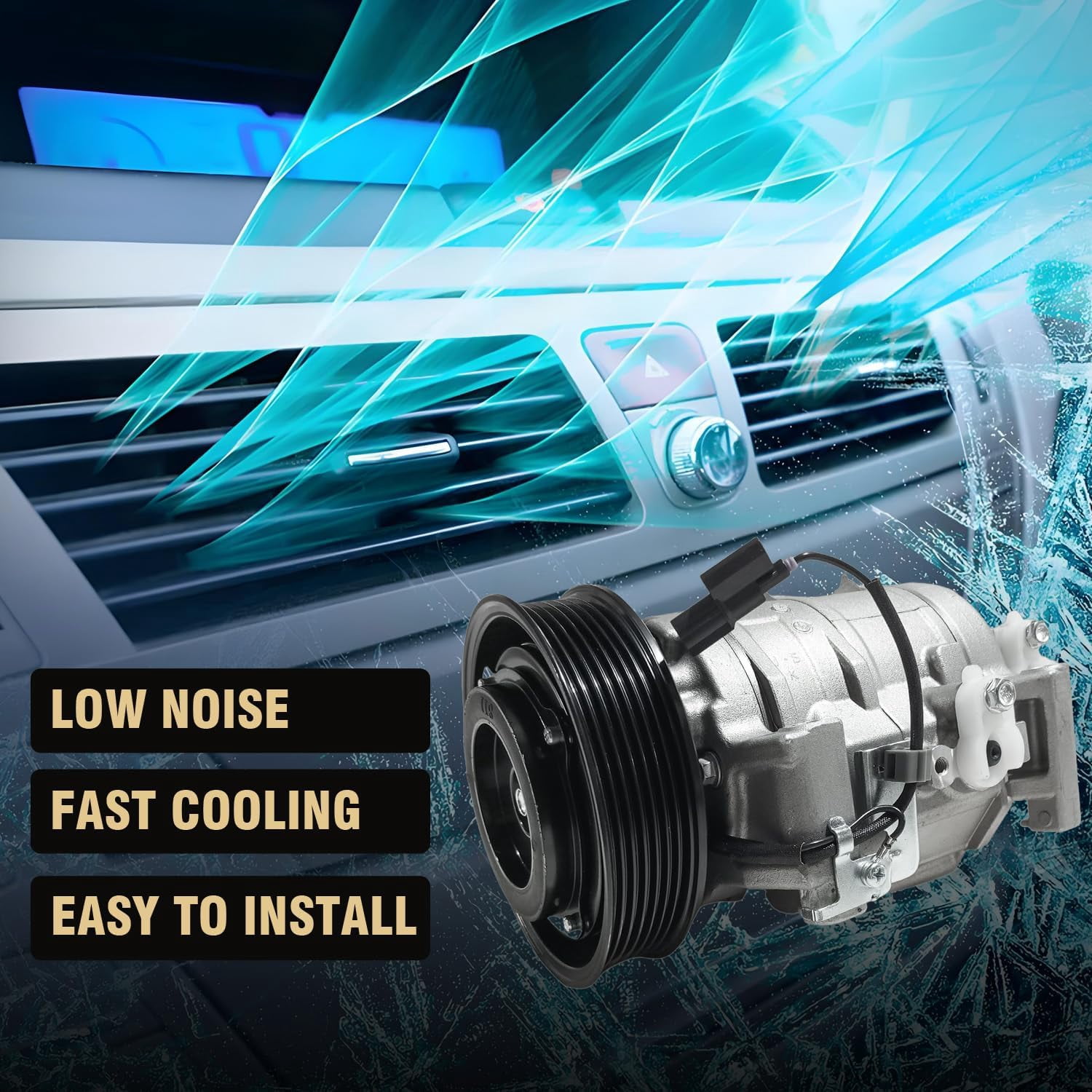 Air Conditioner AC Compressor Fits for Honda Crosstour 2.4L 2012-2015, for Honda Accord 2.4L 2008-2012, with A/C Clutch, CO11224C AC Compressor, Replaces 38810R40A01, 38900R40A01, 38924R40A01