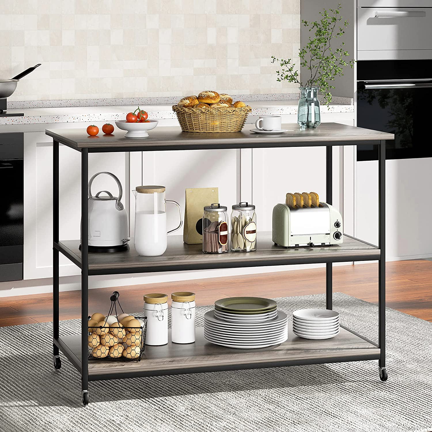 GUAIPOU Kitchen Island Cart with Storage,Rolling Kitchen Island Storage