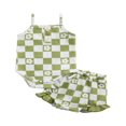 thumbnail image 1 of Infant Baby Girl Summer Clothes Set Checkerboard Plaid Floral Print Sleeveless Romper+Ruffle Shorts Outfit, 1 of 9