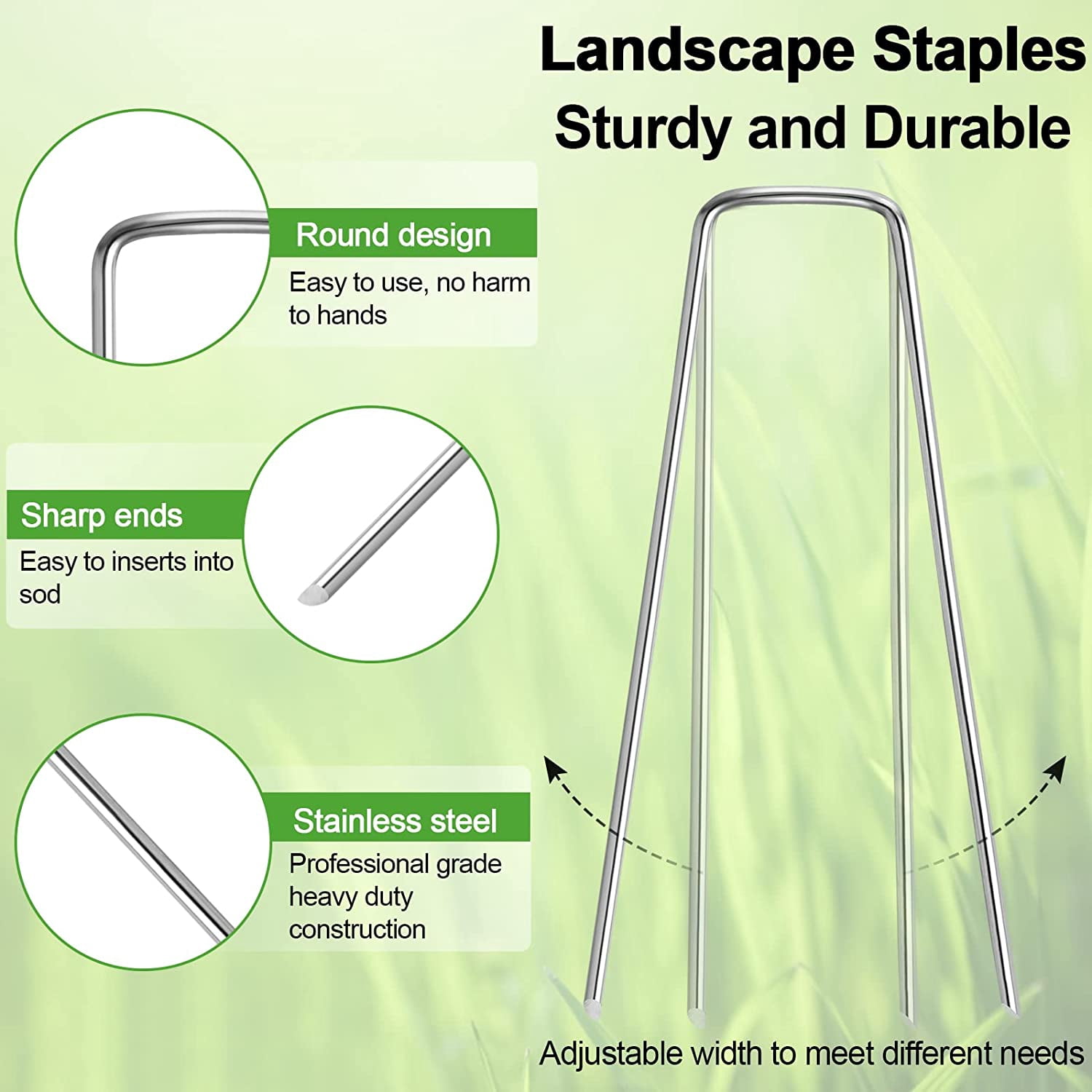 100 Pack Garden Stakes, U-Shaped Tent Stakes, Galvanized Landscape Staples, Ground Stakes, for Landscaping Securing Weed Barrier Fabric, Irrigation Tubing, Holding Fence, Tarpaulin