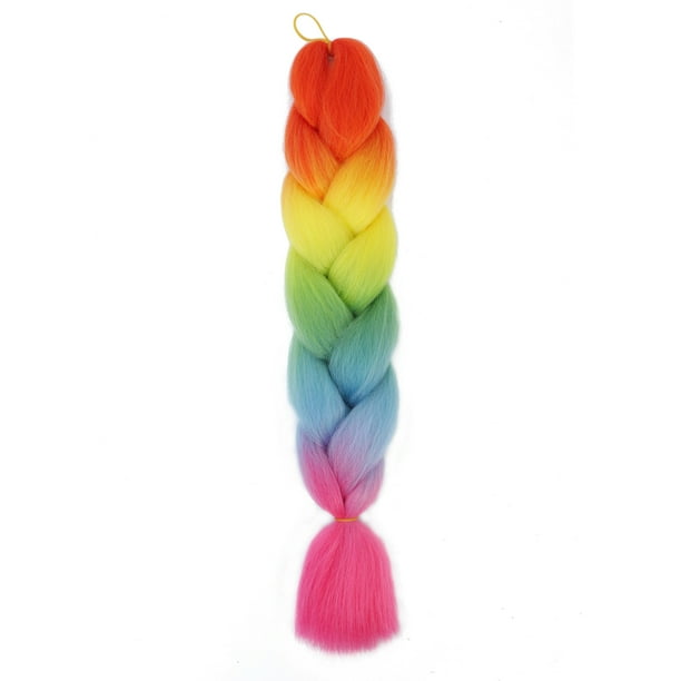 XmhyTop-A Extensiones de cabello sintético trenzado multicolor jumbo ombré de 60 cm, 3 piezas, perfectas para trenzas regulares y con giros DIY, E1