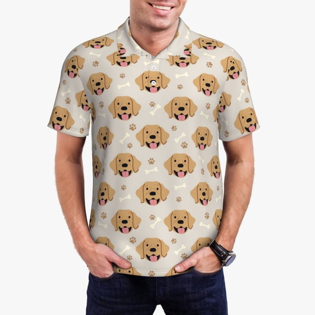 Fotbe Labrador Retriever Dog Camiseta Polo de Golf para Hombre con Estampado – Camisa Deportiva Transpirable con Cuello Abotonado-XX-Large