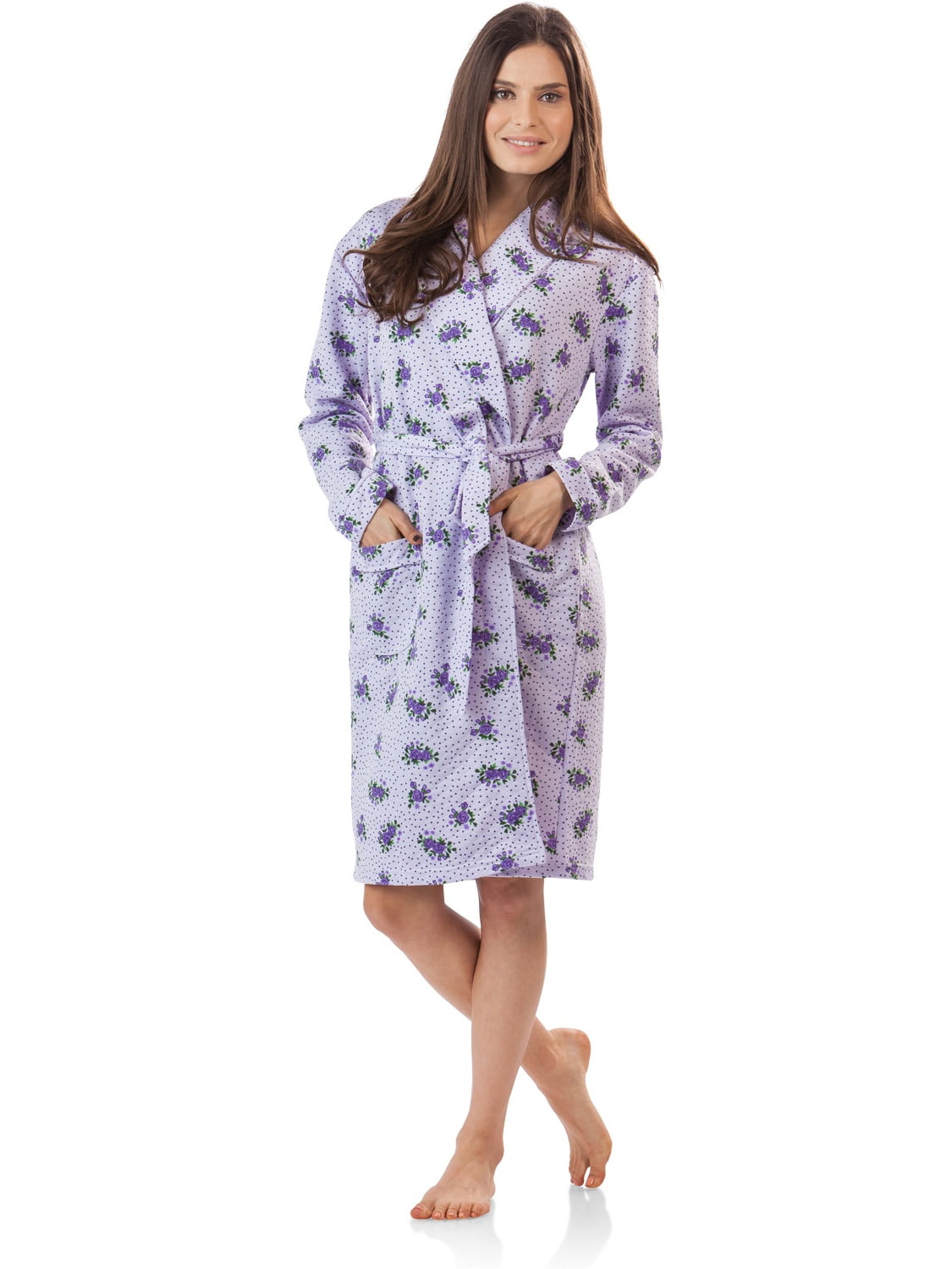 Casual Nights Women's Floral Print Quilted Bathrobe