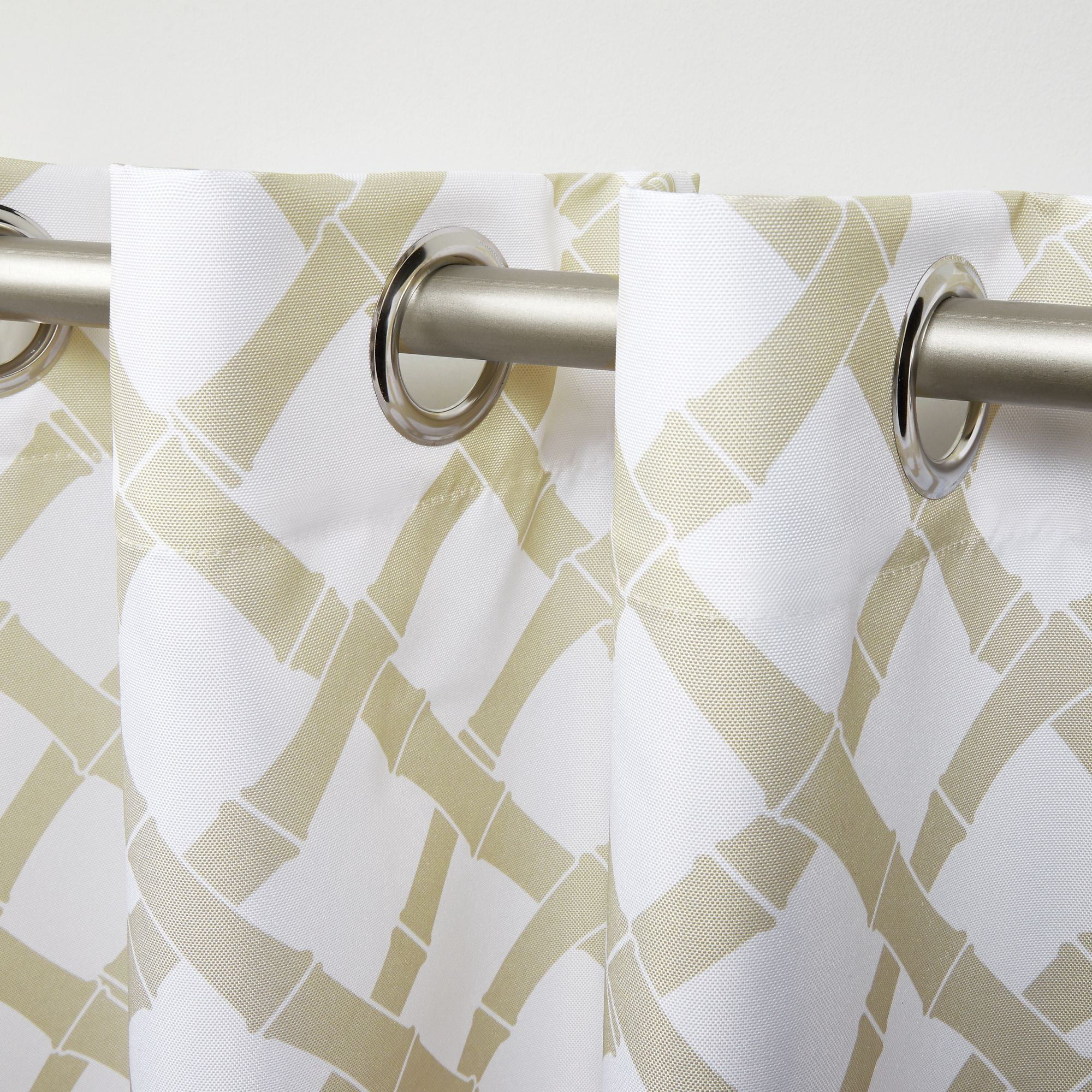 Exclusive Home Curtains Bamboo Trellis Indoor/Outdoor Light Filtering Grommet Top Curtain Panel Pair, 54x84, Khaki/Ivory, Set of 2