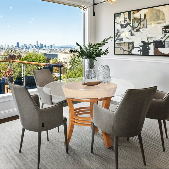 Waxed Teak Wood Half Moon Dining Table