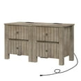 thumbnail image 4 of WAMPAT 2 Pack Modern End Sofa Table with Charging Station, Vintage Grey Wood End Table with Outlet&USB Ports, Farmhouse Side Table with 2 Storage Drawers for Living Room, Bedroom, 4 of 7