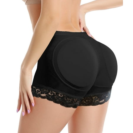 MANIFIQUE Padded Underwear for Women Butt Lifter Seamless Booty Pads Butt Enhancer Panties Lace Shapewear Boyshorts