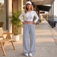 thumbnail image 5 of Stralyhd Sweatpants Women Wide Leg Fall Winter Sweatpant Baggy Lounge Travel Drawstring Pants Sweat Outfits with Pockets Light Gray XL, 5 of 7