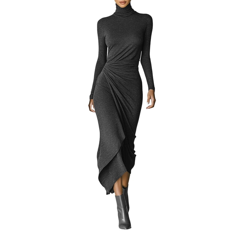 bodycon dress semi formal Blmnix Women's Dresses Business Casual High Neck Green Long Sleeve Cocktail-Length Antimicrobial Protection Women's Casual ProductID: 116978