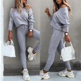 thumbnail image 1 of Ladies Womens Two Piece Outfit Long Sleeve One Shoulder Pullover Tops And Long Pants Tracksuit, 1 of 3