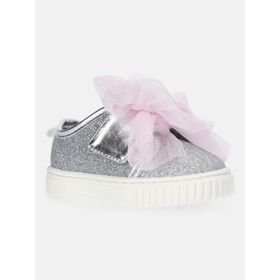 Wonder Nation Baby Girls Strap Bump Toe Tulle Bow Sneakers