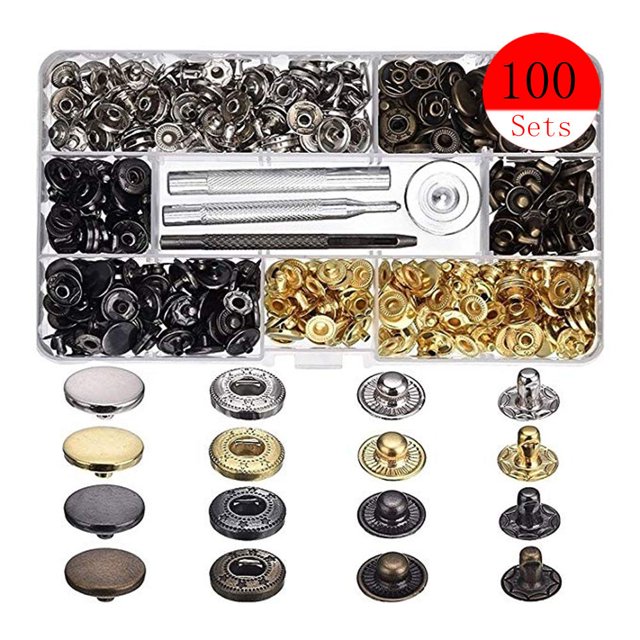 Ensemble de 100 Kit de Boutons-Pression Outil Bouton Boutons-Pression avec Outils de Fixation pour Vêtements