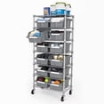 thumbnail image 3 of Seville Classics Heavy Duty NSF Bin Rack Solid Steel Wire Shelving Storage Unit, Organizer for Garage, Warehouse, Office, Restaurant, Classroom, Kitchen, Gray, Includes 12 Bins, 3 of 15