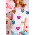 thumbnail image 2 of Festive Pink Graphic Tee with Sequin Heart Patches - Casual Style - [ZhiHiMeRi] | (US24-26)3XL, 2 of 6