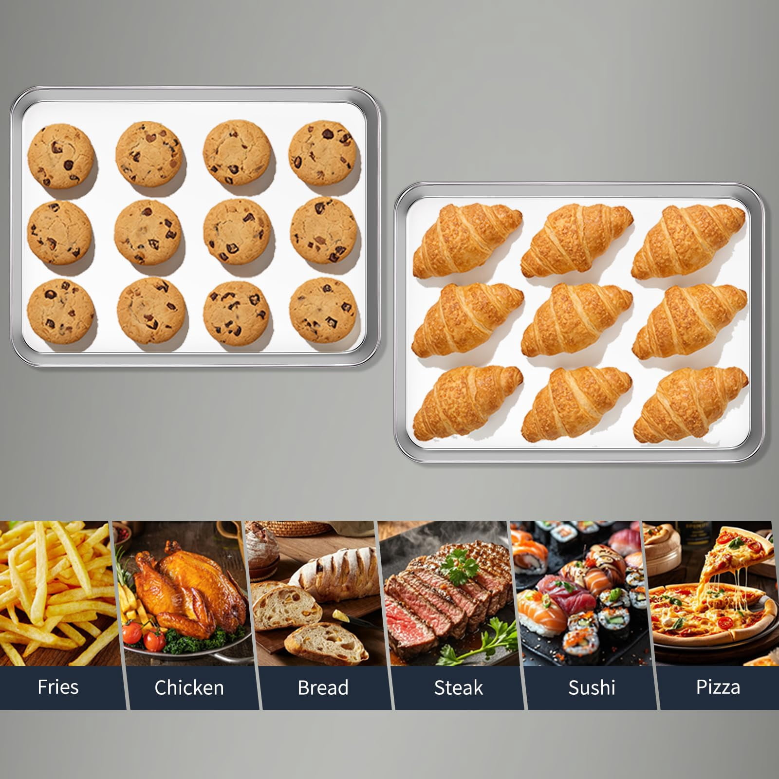 Stainless Steel Baking Sheet Set Of 2-16" X 12" 1" Heavy Duty Cookie Sheets For  Rust & Warp Resistant Oven Tray Non Dishwasher Safe Pans Cooking Roasting Broiling