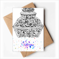 thumbnail image 1 of Chinese Culture Qing Dynasty Vase Line Welcome Back Greeting Cards Envelopes Blank, 1 of 3