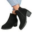 thumbnail image 2 of hopeusnice Women's Ankle Boots Suede Chunky Heel Pointed Toe Booties Comfortable Zipper Block Heel Fall Winter Shoes Black 35, 2 of 6