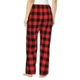 thumbnail image 3 of Pajama Pants Women, Buffalo Plaid Red Black Sweatpants Soft Sleep Lounge Pants, Casual PJ Bottoms Pants with Pockets, 3 of 5
