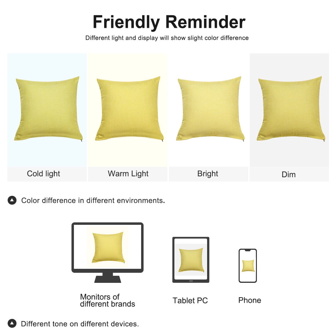 Unique Bargains 2 Pack Cotton Linen Throw Pillow Covers 18" x 18" Yellow