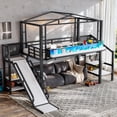 thumbnail image 6 of Twin Size Loft Bed Frame with Storage Stairs, Built-in Wardrobe, USB & LED Lights, Noise-Reduced,Black, 6 of 14
