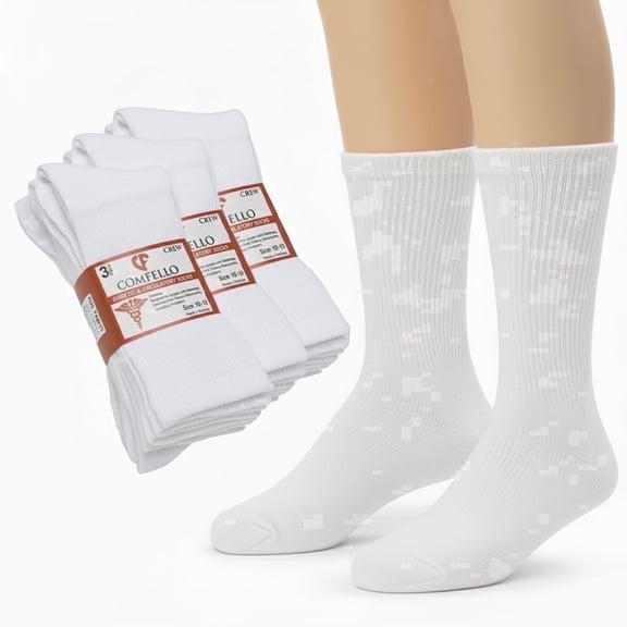 Comfello Diabetic Socks Crew for Men & Women – 6 Pairs of Non-Binding Moisture-Wicking Neuropathy Socks