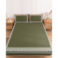 thumbnail image 2 of King Size Fitted Sheet Set - Forest Green Geometric 3 Piece Bedding Sets 16" Deep Pocket Fitted Sheet with 2 Pillowcases, White Greek Key Design Abstract Modern Art Brushed Microfiber Bed Sheets, 2 of 9