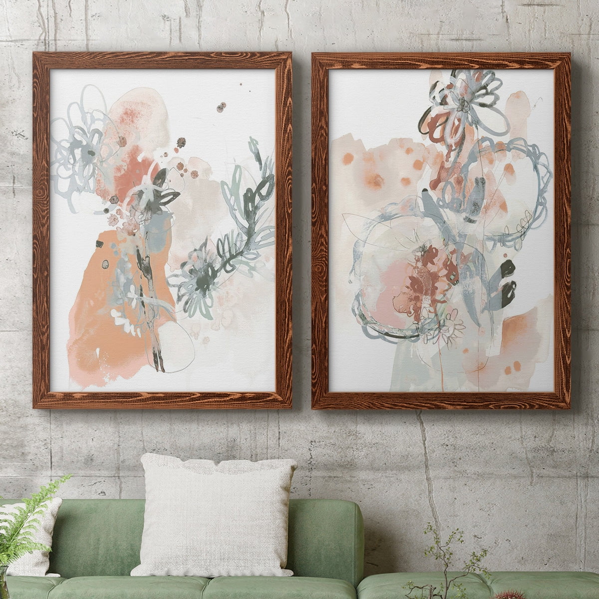 Petal Drift I - Premium Framed Canvas 2 Piece Set - Ready to Hang