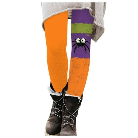 Mnyotv Yoga Pants Women Leggings with Pockets for Women Spring Autumn Casual Print Halloween Leggings Boot Pants Comfy Workout Loose Pants with Pockets Orange XXL