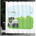 thumbnail image 3 of Ambesonne Golf Course Scene Shower Curtain, Car and Field, 69"Wx70"L, Lime Green Blue, 3 of 4