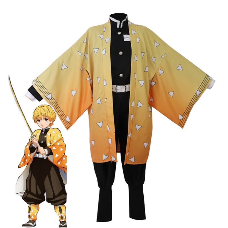 SHIYAO Anime Demon Slayer Cosplay Costume, Tanjirou Zenitsu Giyuu Anime  Cosplay Kimono Outfit, Halloween Anime Theme Party Cosplay Costume(Agatsuma  Zenitsu-S) 