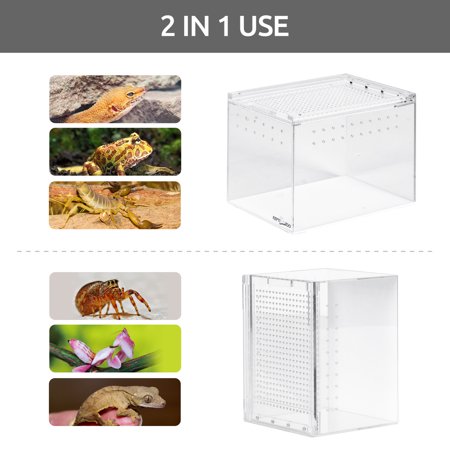 2 in 1 Magnetic Acrylic Box  Reptile Breeding Box Terrairum 8x 6x 6 Inch