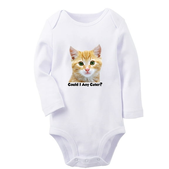 iDzn Could I any Cuter Funny Rompers, Newborn Baby Unisex Bodysuits, Infant Animal Orangutan Graphic Jumpsuits, Toddler Kids Long Sleeve Oufits (White, 0-6 Months)