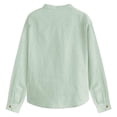 thumbnail image 6 of Boys T Shirts Kids Unisex Long Sleeve Button Up Cotton Linen Shirt Pocket Boys' Tops Light Green 11-12 Years, 6 of 6