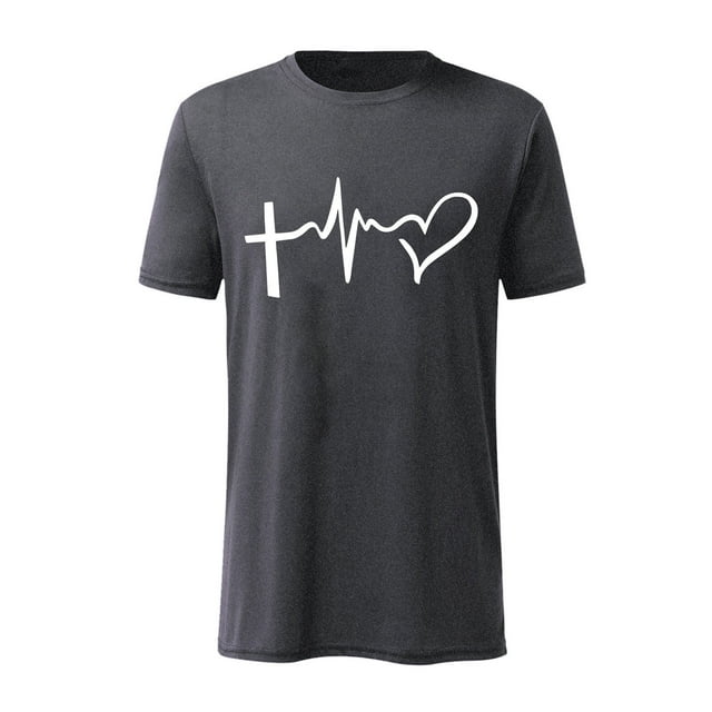 DPTALR T-shirt Imprimé d'Amour de Couleur Unie Décontracté à Manches Courtes Valentine