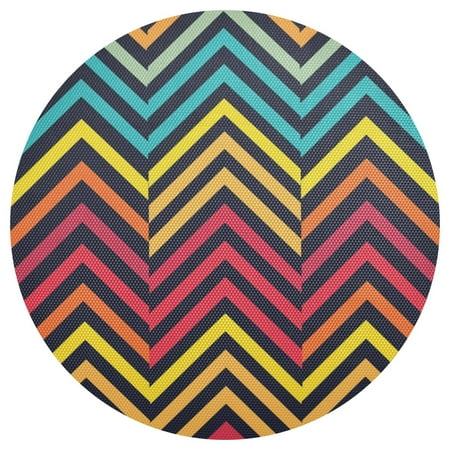 

Ryvnso Streak Line Round Plate Mats Dining Table Placemat 1 Piece for Holiday Decoration