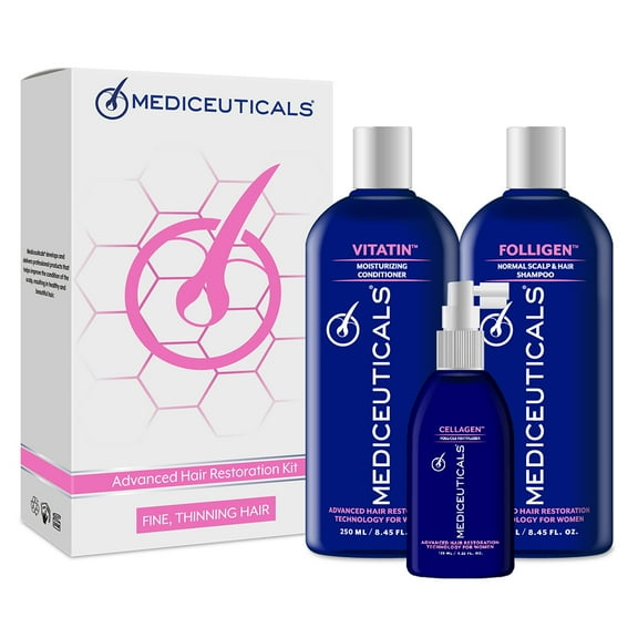 Therapro Mediceuticals Advanced Hair Restoration Kit, Women Normal, Fine, Thinning Hair Heat Resistant Tail Comb.