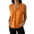 thumbnail image 2 of Warop Woman's Round Neck Tank Top, Sleeveless with Fringe Detail, Cotton Linen Blend Solid Color for Casual Daily Wear, 2 of 9