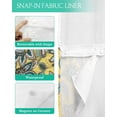 thumbnail image 3 of No Hook Shower Curtain with Snap in Liner, Vintage Blue Paisley Flowers Traditional Floral Yellow Hotel Shower Curtains for Bathroom, Washable Shower Curtain Liner Set with Mesh Top Window, 54"x78", 3 of 6