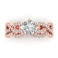 thumbnail image 2 of 1.52 ct Brilliant Round Cut White Sapphire 18K Rose Gold Solitaire with Accents Engagement Bridal Wedding Ring Band Set size 8, 2 of 7