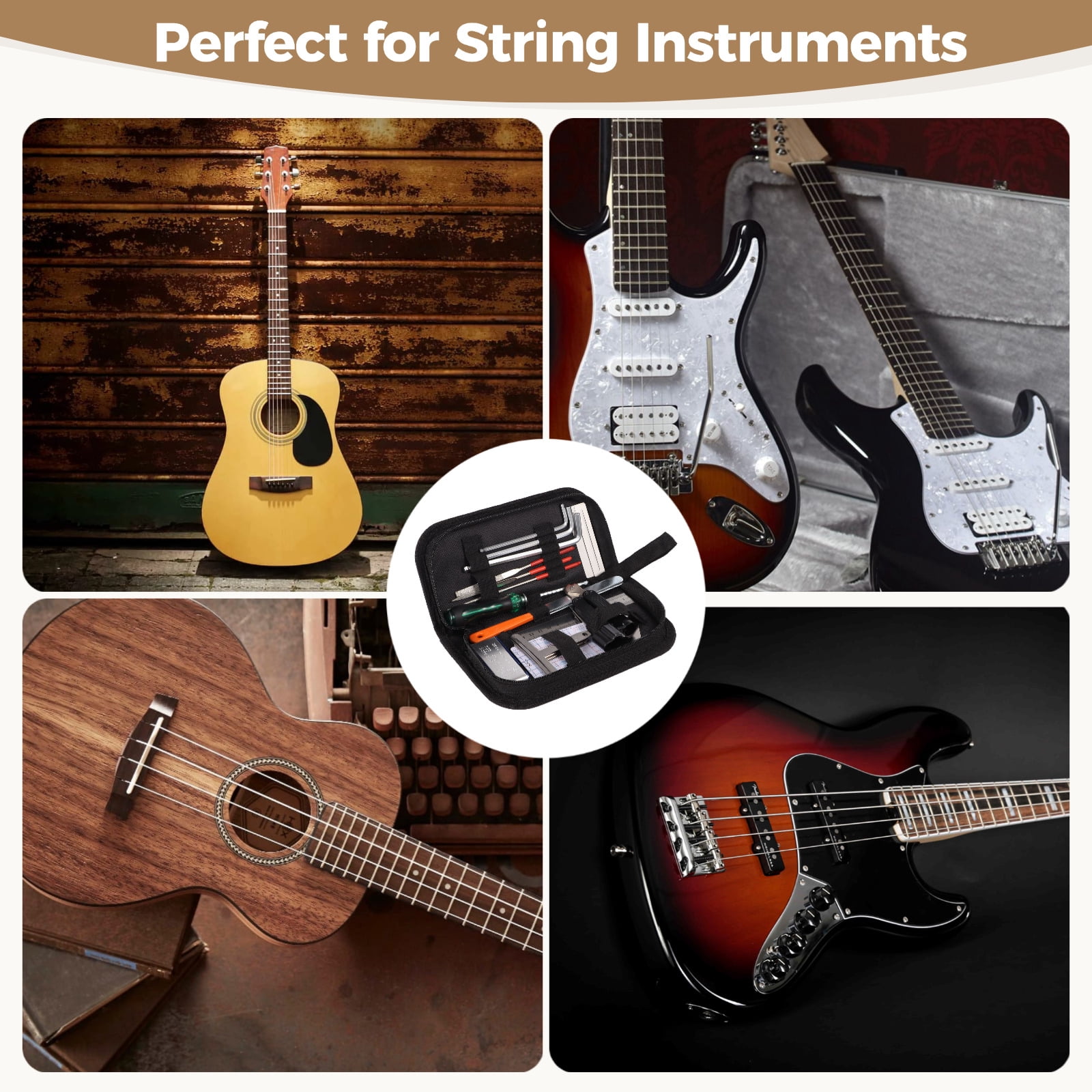25PCS Guitar Repair Tools, Guitar Maintenance Kit, Electric Guitar Repairing Tools, String Instrument Set up Adjustment Kit, Luthier Tools for Guitar Ukulele Bass Banjo, Guitar Enthusiast Gift