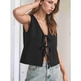 thumbnail image 4 of Women'S Summer Sleeveless Crochet Knit Tie Front Sweater Vest Black M, 4 of 9