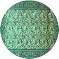 thumbnail image 1 of Ahgly Company Indoor Round Persian Turquoise Blue Traditional Area Rugs, 7' Round, 1 of 4