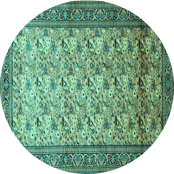 Ahgly Company Indoor Round Persian Turquoise Blue Traditional Area Rugs, 7' Round