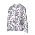 thumbnail image 2 of Daiia Violets Flowers UPF 50+ Sun Protection Hoodie Jacket Lightweight Long Sleeve Sun Shirt for Women Men with Pocket Hiking Outdoor-Small, 2 of 9
