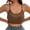 Coffee, variant on Women’s Fishnet Crop Top – Hollow Out Lace Push Up Bra, Breathable, Multi‑Color, Lounge or Wear Out Black M
