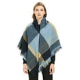 thumbnail image 4 of Women's Winter Super Labor Striped square blanket scarf(Deep gray powder）, 4 of 4