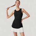thumbnail image 2 of Women's Sleeveless Tennis Dress with Scoop Neck Fitted Bodice and Contrast Pleated Hem - Large, Black, 2 of 5